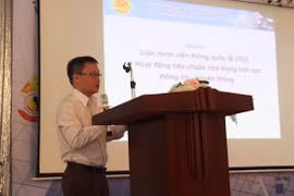 Ông Đinh Quang Trung, Phó Vụ trưởng Vụ Khoa học Công nghệ - Bộ TT&TT phát biểu tại Hội thảo