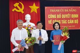 Bà Lê Thị Mỹ Hạnh và ông Trần Thanh Vân tại buổi công bố quyết định bổ nhiệm
