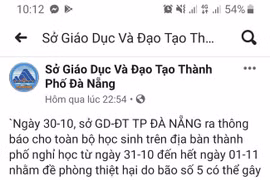 Trang mạng xã hội mạo danh Sở GD&ĐT TP Đà Nẵng thông báo cho học sinh nghỉ học