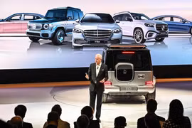 Một bài thuyết trình của Mercedes-Benz tại Triển lãm Công nghiệp Ô tô Quốc tế Thượng Hải, ngày 18 tháng 4 năm 2023 (Ảnh: AFP)
