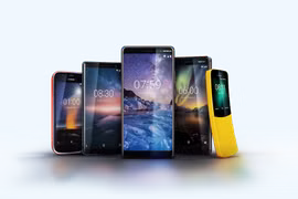 5 mẫu điện thoại HMD Global đem đến MWC năm nay gồm: Nokia 8810, Nokia 1, Nokia 6, Nokia 7 Plus và Nokia 8 Sirocco. Nguồn: Nokia