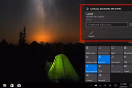 Bạn có thể tương tác với thông báo ở phần "Action Center" của máy tính Windows 10. Nguồn: Windows Center