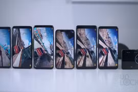 OnePlus 6, LG G7, Galaxy S9 Plus, iPhone X, Google Pixel 2 XL và Huawei P20 Pro. Ảnh: TheUnlockr
