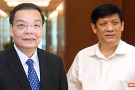 Chủ tịch UBND TP Hà Nội Chu Ngọc Anh (trái) và Bộ trưởng Bộ Y tế Nguyễn Thanh Long (phải)
