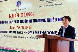 Ông Nguyễn Hoàng Long - Cục trưởng Cục Phòng, chống HIV/AIDS (Bộ Y tế) - phát biểu tại buổi khởi động đề án thí điểm tại Lai Châu sáng nay, 5/4.