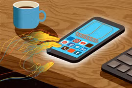 Sử dụng smartphone tại nơi làm việc có thể gây phân tâm cho các nhân viên văn phòng (ảnh: WSJ)