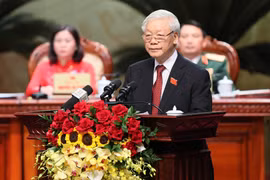 Tổng Bí thư, Chủ tịch nước Nguyễn Phú Trọng phát biểu chỉ đạo tại Đại hội lần thứ XVII Đảng bộ TP. Hà Nội. Ảnh: VGP.