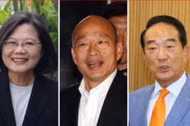 Kết quả các cuộc thăm dò cuối cùng trước khi diễn ra cuộc bầu cử ngày 11/1/2020 cho thấy bà Thái Anh Văn (trái) đang bỏ xa hai đối thủ Hàn Quốc Du (giữa) và Tống Sở Du (phải). (Ảnh:Thế giới Nhật báo)