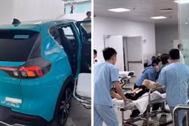 CSGT Hà Nội "mở lối" cho taxi vượt tắc đường cứu người phụ nữ bị tai nạn