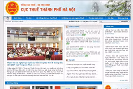 Giao diện Cục Thuế TP. Hà Nội