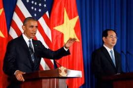 Tổng thống Mỹ Barack Obama và Chủ tịch nước Việt Nam Trần Đại Quang tại Hà Nội ngày 23/5/2016.