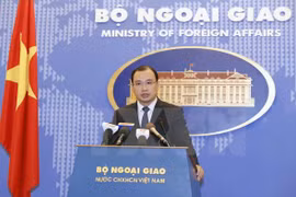 Người phát ngôn Bộ Ngoại giao Lê Hải Bình phát biểu tại buổi họp báo. (Ảnh: An Đăng/TTXVN).
