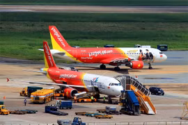 Máy bay của hãng VietJet ở sân bay Nội Bài (ảnh minh họa).