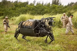 Robot "Big Dog" được quân đội Mỹ sử dụng đển vận chuyển vật tư, vũ khí trên nhiều loại địa hình (Ảnh" Toutiao).