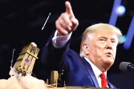 Tổng thống Trump đề xuất Kế hoạch phòng thủ tên lửa Golden Dome nhiều tham vọng nhưng gặp phải nhiều thách thức. Ảnh: Xinhua.