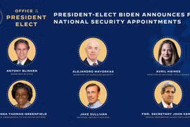 Sáu quan chức đầu tiên trong nội các dự kiến, được ông Joe Biden công bố trên Twitter cá nhân (Ảnh: Twitter@JoeBiden).