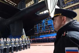 Tàu ngầm hạt nhân Belgorod được hạ thủy (Ảnh: Sputnik).