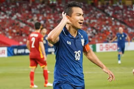 Chanathip Songkrasin có cú đúp bàn thắng. Ảnh AFF.