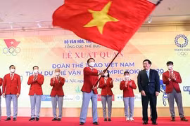 Tối 13/7, đoàn Thể thao Việt Nam (TTVN) đã chính thức làm lễ xuất quân hướng tới Olympic Tokyo 2020 . Ảnh TT