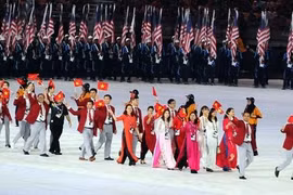Đoàn Việt Nam gồm 18 VĐV tham dự Olympic Tokyo 2020 . Ảnh TTXVN