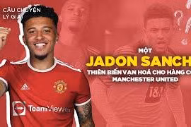Jadon Sancho từ Borussia Dortmund đã đến sân Old Trafford. Ảnh MU