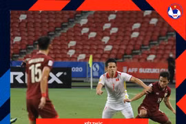 Trận hòa đã biến Việt Nam thành cựu vương AFF Cup 2020. Ảnh VFF.