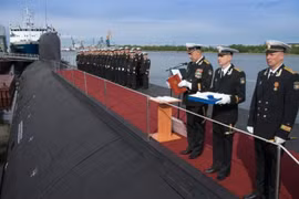 Hải quân Nga biên chế tàu ngầm hạt nhân chiến lược lớp Borey. Ảnh: Sputnik