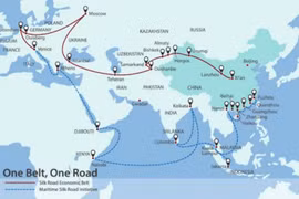 Chiến lược "Vành đai, con đường" của Trung Quốc. Ảnh: Asia Times.