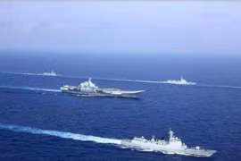 Biên đội tàu sân bay Liêu Ninh, hải quân Trung Quốc. Ảnh: Sina.