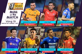  7 cầu thủ được bình chọn vào danh sách cầu thủ xuất sắc nhất trận đấu vòng 19. Ảnh VPF.