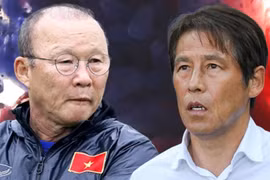  HLV Nishino Akira và Park Hang-seo, hai ông thầy hàng đầu khu vực lại có màn tái đấu. Ảnh AT