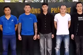 7 nghi can đang bị tạm giam tại Công an tỉnh Thanh Hóa. Ảnh: C.A.