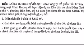 Công ty Minh Hương vừa được giao 1,6ha đất (đợt 1) để thực hiện dự án KDC phía Đông Quốc lộ 1A.