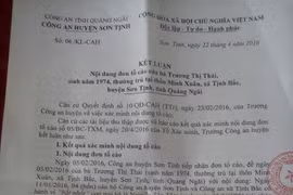 Kết luận của Công an huyện Sơn Tịnh