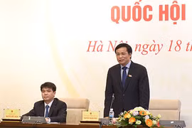 Tổng Thư ký Quốc hội Nguyễn Hạnh Phúc phát biểu tại họp báo