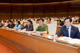 Đại biểu bấm nút thông qua nghị quyết điều chỉnh kế hoạch sử dụng đất đến 2020.