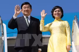 Chủ tịch nước Trương Tấn Sang và phu nhân. (Ảnh: Nguyễn Khang/TTXVN)