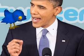 Cựu Tổng thống Mỹ Barak Obama với biểu tượng của Twitter