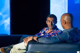 2 CEO của Vungle là Zain Jaffer (trái) và Charles Hudson trong hội nghị của GameBeat 2017.