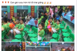 Con gái rượu hớn hở đi khai giảng