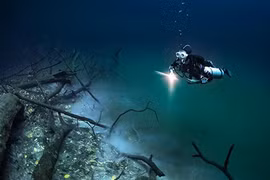 Con sông ngầm Cenote Angelita nằm dưới lòng đại dương thuộc bán đảo Yucatan (Mexico). Ảnh: Boredpanda