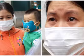 Người mẹ vui mừng bật khóc khi con gái hơn 1 tuổi được chữa khỏi COVID-19 (Ảnh: Nguyễn Trăm ghép) 