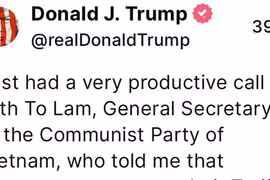 Tổng thống Hoa Kỳ Donald Trump chia sẻ về 'cuộc điện đàm rất hiệu quả' với Tổng Bí thư Tô Lâm