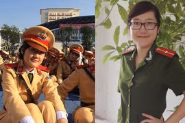 Thiếu úy Đậu Thị Huyền Trâm với nụ cười rạng rỡ.