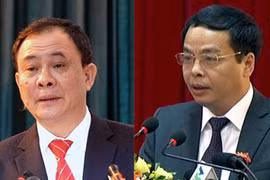 Bí thư Tỉnh ủy Yên Bái Phạm Duy Cường (trái) và Chủ tịch HĐND tỉnh, kiêm Trưởng ban Tổ chức Tỉnh ủy Yên Bái Ngô Ngọc Tuấn (phải)