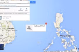 Bãi cạn Scarborough hiển thị trên Google Maps.