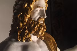 Bức tượng gốc thần Zeus làm bằng gỗ, ngà voi và vàng.