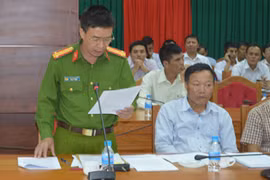 Đại tá Phạm Minh Thắng tại buổi họp báo