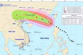 Đường đi của bão số 2. Ảnh Trung tâm Khí tượng Thủy văn Trung ương