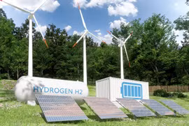 Sản xuất hydro xanh bằng điện phân với chất xúc tác sinh học, sử dụng năng lượng tái tạo. Ảnh Tech Xplore